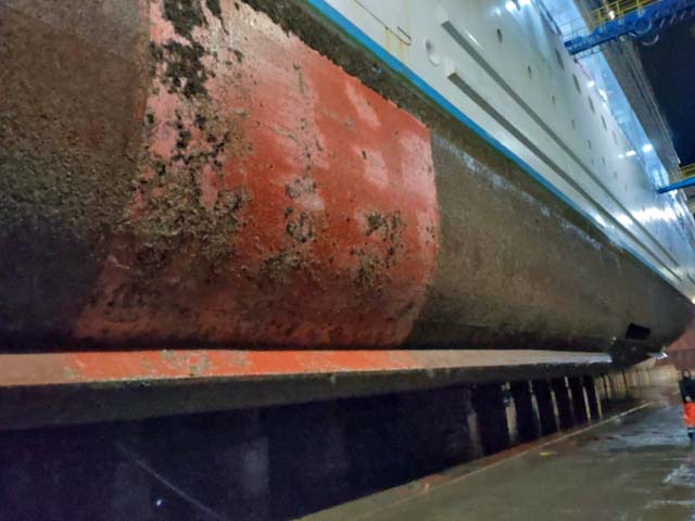 Aquaterras test pach on cruise ship hull