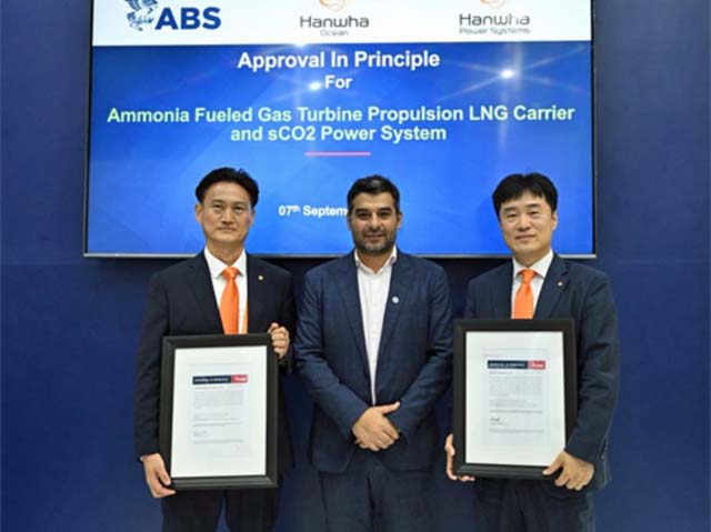 Hamwha AiP for ammonia fuel gas turbine LNGC (ABS)