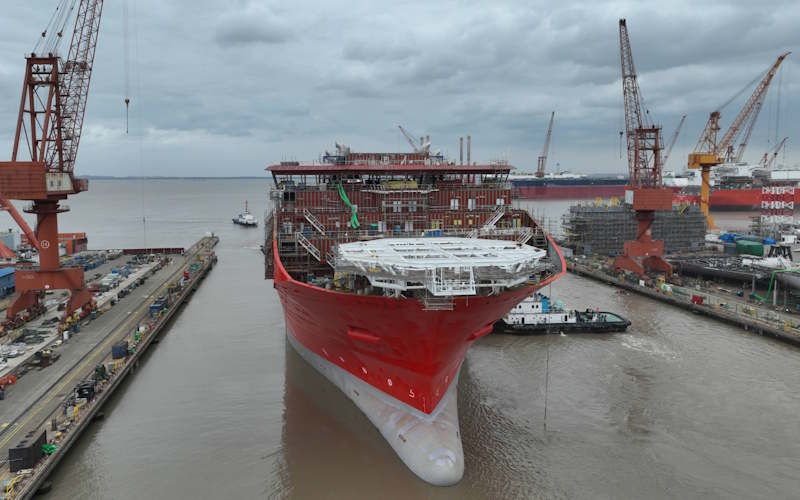 GREEN CABLE SHIP LAUNCHED THAT IS WORLD’S LARGEST