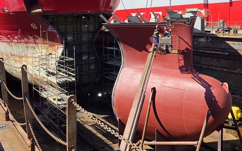 TANKER BOW CONVERSION RESULTS IN 20% FUEL SAVINGS